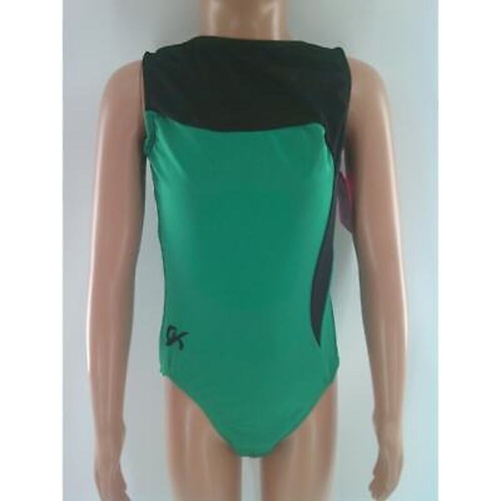 Gymnastics Leotard Large Child Green GK Elite Tank Color Block Acro Tumbling